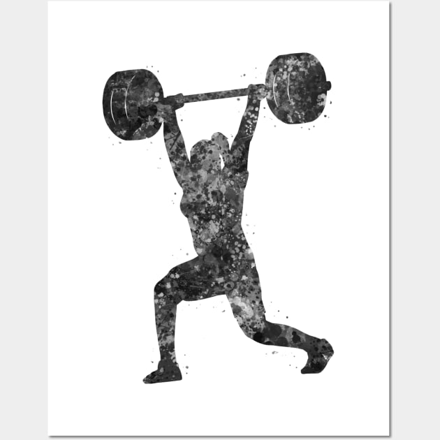Gym Weightlifter girl black and white Wall Art by Yahya Art